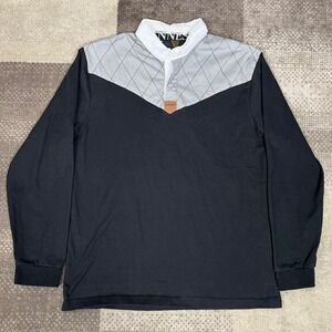 Guinness Rugby Shirt XL Black Grey Diamond Print Long Sleeve Collared Mens